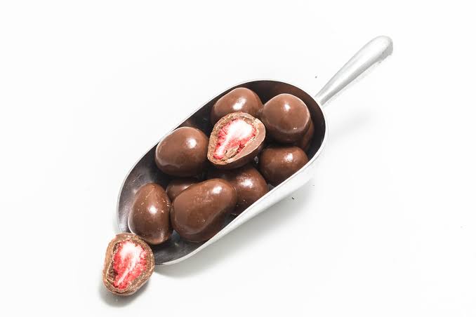 BOTTLE OF 9. Chocolate-covered Dried Strawberries
